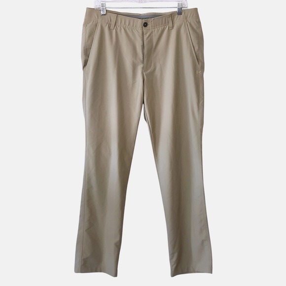 Under Armour Match Play Golf Pants Mens 35x31.5 Beige Lightweight Performance - Picture 1 of 8